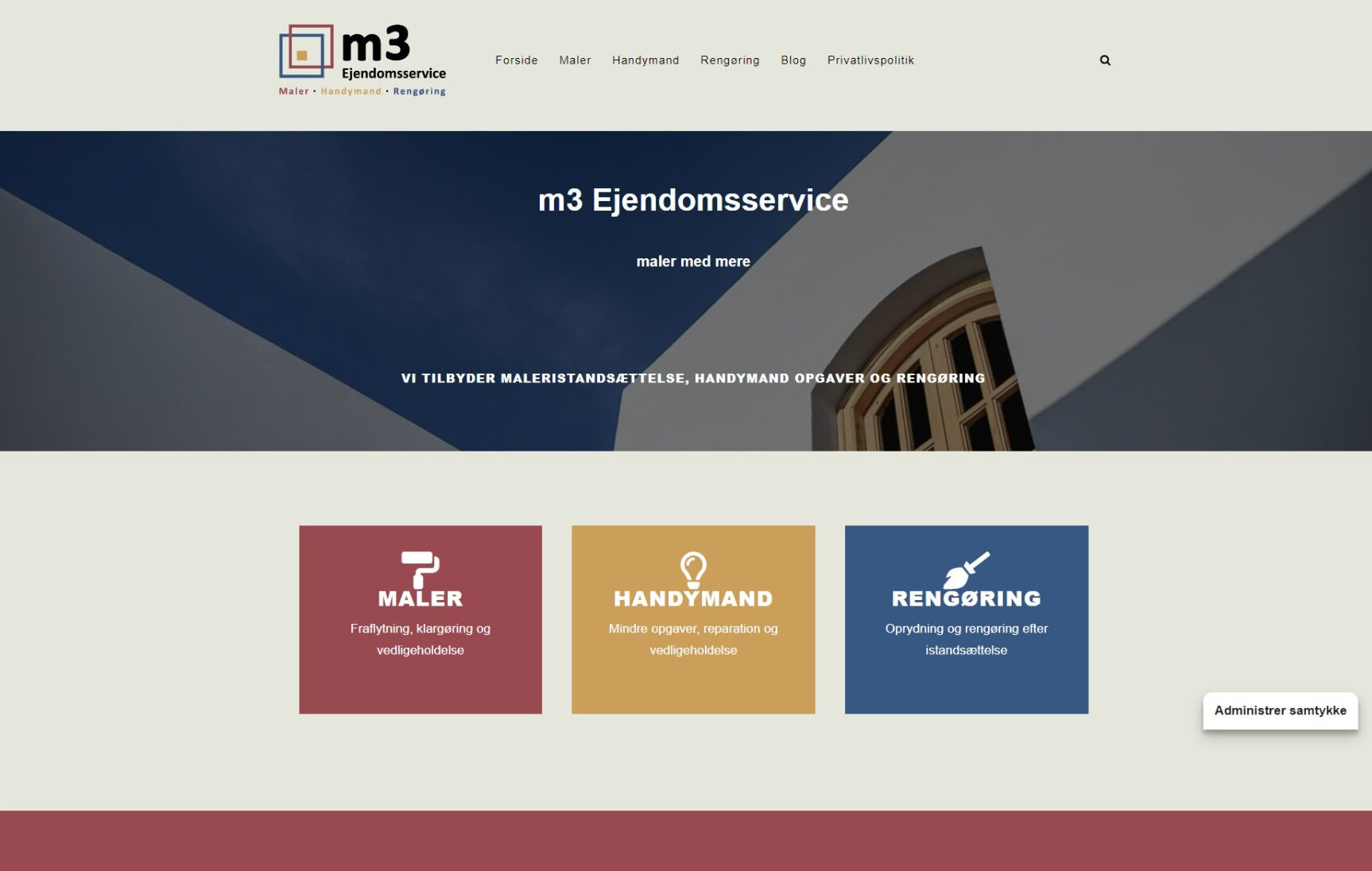 m3 ejendomsservice website
